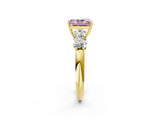 Yellow gold Fancy Pink Radiant  Cut Five-Stone Prong Set Diamond Ring with Classic Band_71