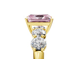 Yellow gold Fancy Pink Radiant  Cut Five-Stone Prong Set Diamond Ring with Classic Band_74