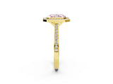 Yellow gold Fancy Pink Radiant Cut Halo Bezel Diamond Pave Band Ring_2