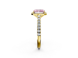 Yellow gold Fancy Pink Radiant  Cut Halo Diamond Engagement Ring with Pave Band and Four-Prong Setting_30