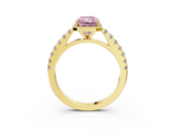 Yellow gold Fancy Pink Radiant  Cut Halo Diamond Engagement Ring with Pave Band and Four-Prong Setting_31