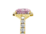 Yellow gold Fancy Pink Radiant  Cut Halo Diamond Engagement Ring with Pave Band and Four-Prong Setting_33