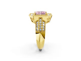 Yellow gold Fancy Pink Radiant Cut Halo Diamond Engagement Ring with Pave Split Shank and Four-Prong Setting_2