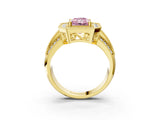 Yellow gold Fancy Pink Radiant Cut Halo Diamond Engagement Ring with Pave Split Shank and Four-Prong Setting_3