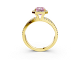 Yellow gold Fancy Pink Radiant  Cut Halo Diamond Engagement Ring with Split Shank and Four-Prong Setting_23
