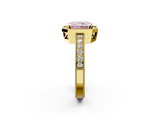 Yellow gold Fancy Pink Radiant  Cut Halo Diamond Pave Band Ring with Four-Prong Setting_26