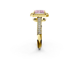 Yellow gold Fancy Pink Radiant  Cut Halo Diamond Pave Band with Four-Prong Setting_40