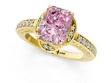 Yellow gold Fancy Pink Radiant  Cut Halo Diamond Ring with Channel Set Band and Four-Prong Setting_33