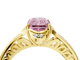 Yellow gold Fancy Pink Radiant  Cut Halo Diamond Ring with Channel Set Band and Four-Prong Setting_36