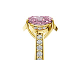 Yellow gold Fancy Pink Radiant  Cut Halo Diamond Ring with Channel Set Band and Four-Prong Setting_37