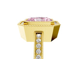 Yellow gold Fancy Pink Radiant  Cut Halo Diamond Ring with Pavé Band and Milgrain Prong Setting_38