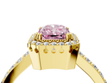 Yellow gold Fancy Pink Radiant  Cut Halo Diamond Ring with Pave Band and Four-Prong Setting_29
