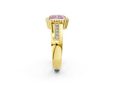 Yellow gold Fancy Pink Radiant  Cut Halo Pave Band Four-Prong Ring_50