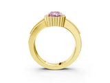 Yellow gold Fancy Pink Radiant  Cut Halo Pave Band Four-Prong Ring_51