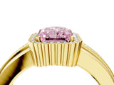 Yellow gold Fancy Pink Radiant  Cut Halo Pave Band Four-Prong Ring_52