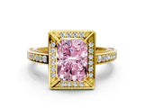 Yellow gold Fancy Pink Radiant  Cut Halo Pave Split Shank Prong Setting Ring_32
