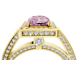 Yellow gold Fancy Pink Radiant  Cut Halo Pave Split Shank Prong Setting Ring_36