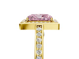 Yellow gold Fancy Pink Radiant  Cut Halo Pave Split Shank Prong Setting Ring_37