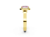 Yellow gold Fancy Pink Radiant Cut Halo Round Diamond Twist Band with Four-Prong Setting_2