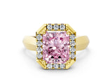 Yellow gold Fancy Pink Radiant  Cut Halo Solitaire Engagement Ring with Square Band and Four-Prong Setting_12