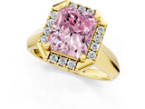 Yellow gold Fancy Pink Radiant  Cut Halo Solitaire Engagement Ring with Square Band and Four-Prong Setting_13