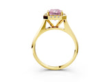 Yellow gold Fancy Pink Radiant  Cut Halo Solitaire Engagement Ring with Square Band and Four-Prong Setting_15