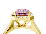 Yellow gold Fancy Pink Radiant  Cut Halo Solitaire Engagement Ring with Square Band and Four-Prong Setting_16