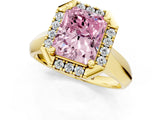 Yellow gold Fancy Pink Radiant  Cut Halo Solitaire Engagement Ring with Square Band and Four-Prong Setting_185