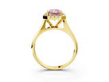 Yellow gold Fancy Pink Radiant  Cut Halo Solitaire Engagement Ring with Square Band and Four-Prong Setting_187