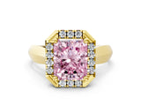 Yellow gold Fancy Pink Radiant  Cut Halo Solitaire Engagement Ring with Square Band and Four-Prong Setting_67