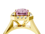 Yellow gold Fancy Pink Radiant  Cut Halo Solitaire Engagement Ring with Square Band and Four-Prong Setting_71