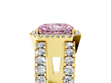 Yellow gold Fancy Pink Radiant  Cut Halo Split Shank Diamond Ring with Four-Prong Setting_49