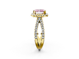 Yellow gold Fancy Pink Radiant  Cut Halo Split Shank Pave Set Ring_63
