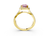 Yellow gold Fancy Pink Radiant  Cut Halo Split Shank Pave Set Ring_64