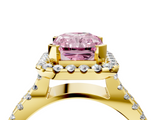 Yellow gold Fancy Pink Radiant  Cut Halo Split Shank Pave Set Ring_65