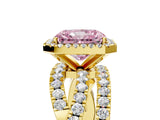 Yellow gold Fancy Pink Radiant  Cut Halo Split Shank Prong Setting Ring_17