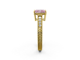 Yellow gold Fancy Pink Radiant  Cut Milgrain Channel Set Engagement Ring with Solitaire Prong Setting_51