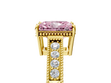 Yellow gold Fancy Pink Radiant  Cut Milgrain Channel Set Engagement Ring with Solitaire Prong Setting_54