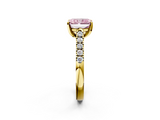 Yellow gold Fancy Pink Radiant  Cut Pavé Band Solitaire Ring with Four-Prong Setting_41