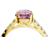 Yellow gold Fancy Pink Radiant  Cut Pavé Band Solitaire Ring with Four-Prong Setting_43
