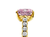 Yellow gold Fancy Pink Radiant  Cut Pavé Band Solitaire Ring with Four-Prong Setting_44