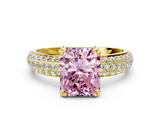Yellow gold Fancy Pink Radiant  Cut Pave Diamond Engagement Ring with Channel Set Band and Four-Prong Setting_20