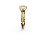 Yellow gold Fancy Pink Radiant  Cut Pave Diamond Engagement Ring with Channel Set Band and Four-Prong Setting_22