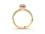 Yellow gold Fancy Pink Radiant  Cut Pave Diamond Engagement Ring with Channel Set Band and Four-Prong Setting_23