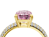Yellow gold Fancy Pink Radiant  Cut Pave Diamond Engagement Ring with Channel Set Band and Four-Prong Setting_24