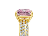 Yellow gold Fancy Pink Radiant  Cut Pave Diamond Engagement Ring with Channel Set Band and Four-Prong Setting_25