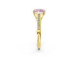 Yellow gold Fancy Pink Radiant Cut Solitaire Cathedral Diamond Engagement Ring with Channel-Set Band and Four-Prong Setting_5