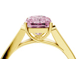 Yellow gold Fancy Pink Radiant Cut Solitaire Cathedral Diamond Engagement Ring with Channel-Set Band and Four-Prong Setting_7