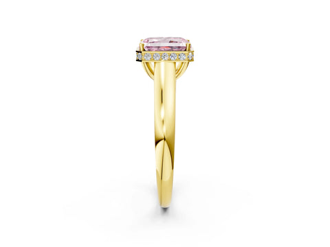 Yellow gold Fancy Pink Radiant Cut Solitaire Diamond Engagement Ring with Four-Prong Setting and Tapered Band_2