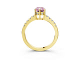 Yellow gold Fancy Pink Radiant Cut Solitaire Diamond Engagement Ring with Pavé Band and Six-Prong Setting_15